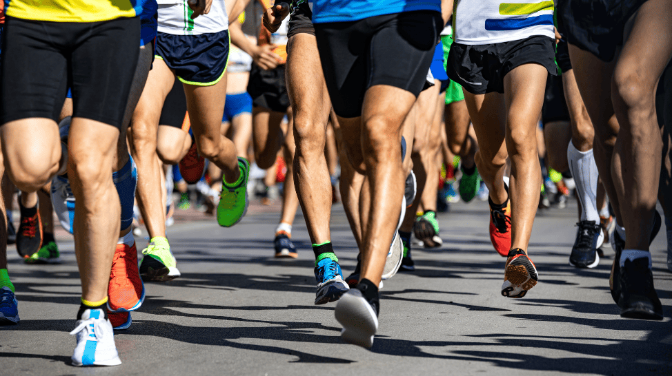 Lots of legs and feet running
